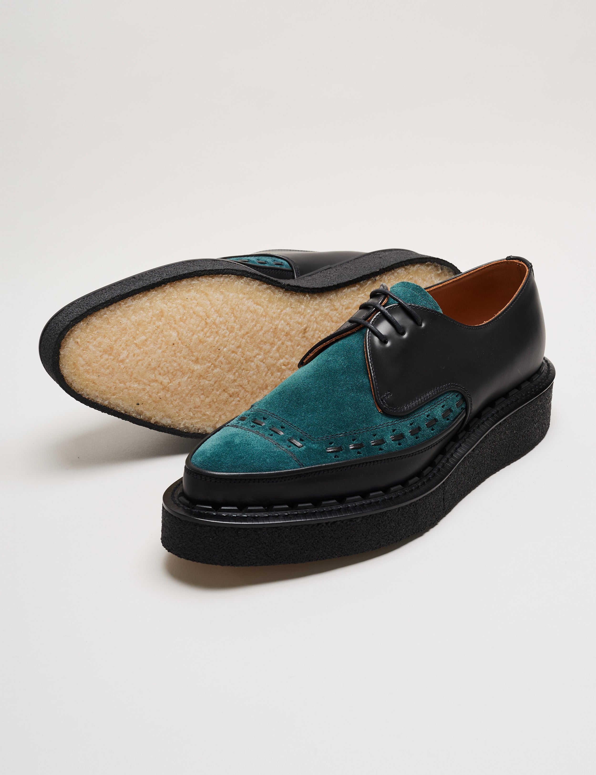 靴 E COX Diano Black Suede Diano Black/Petrol Suede – George Cox