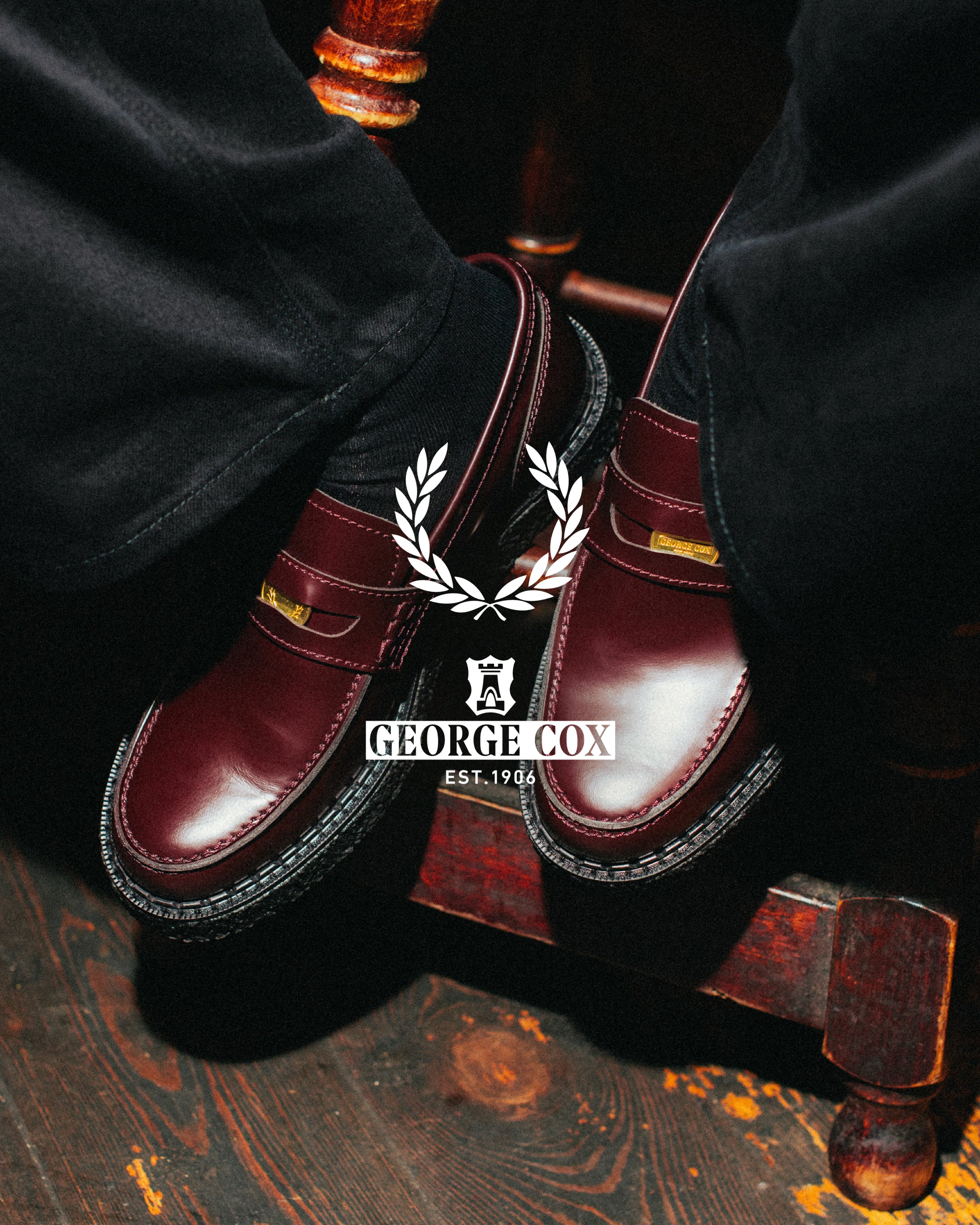 新品✨　ジョージコックスバーガンディ JHON ビジネスシューズ　クロコ型押し ジョージコックス8961パイソン／ROCK SHOES COMPANY