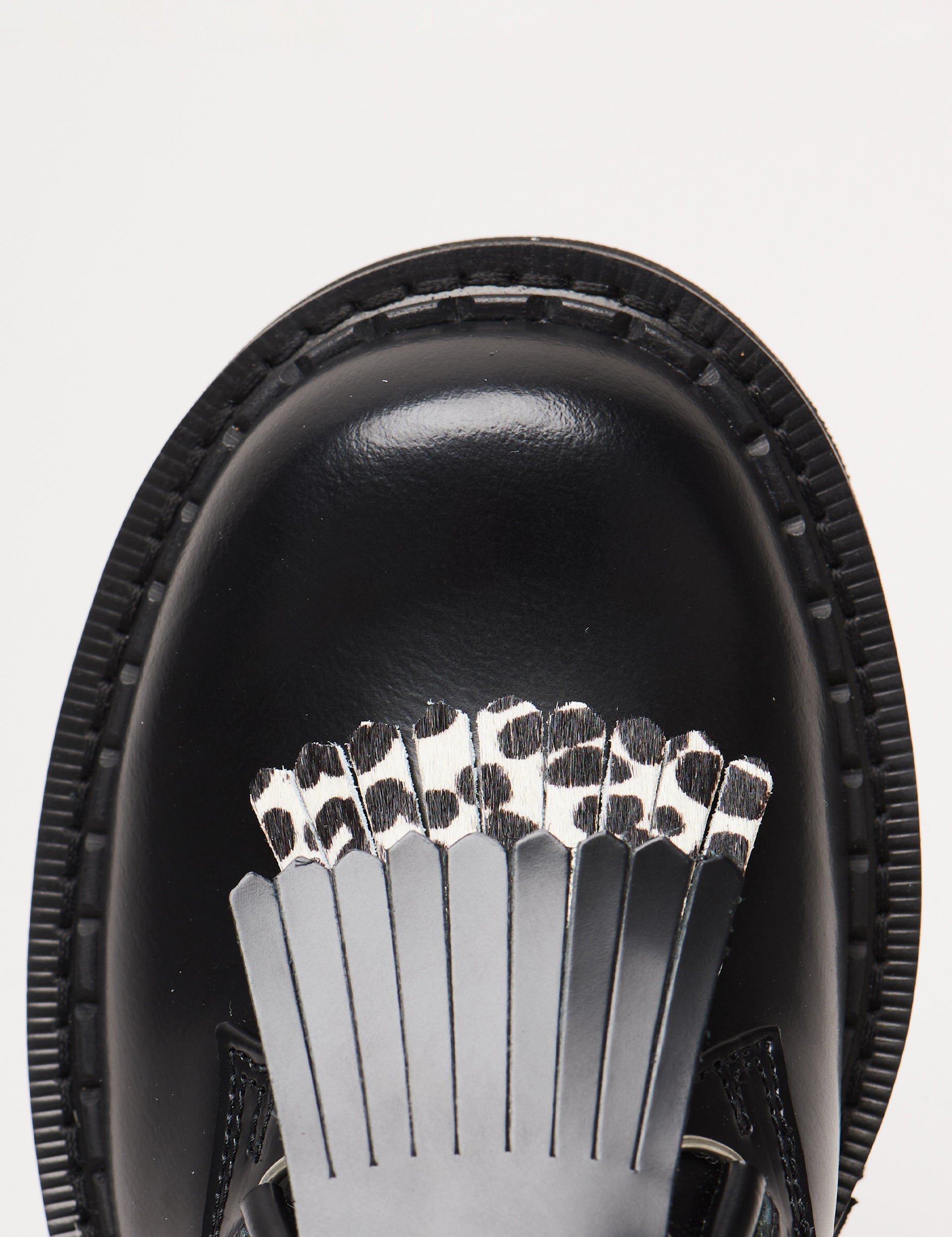 Ripple Fringe Bump Toe Derby Black/Leopard