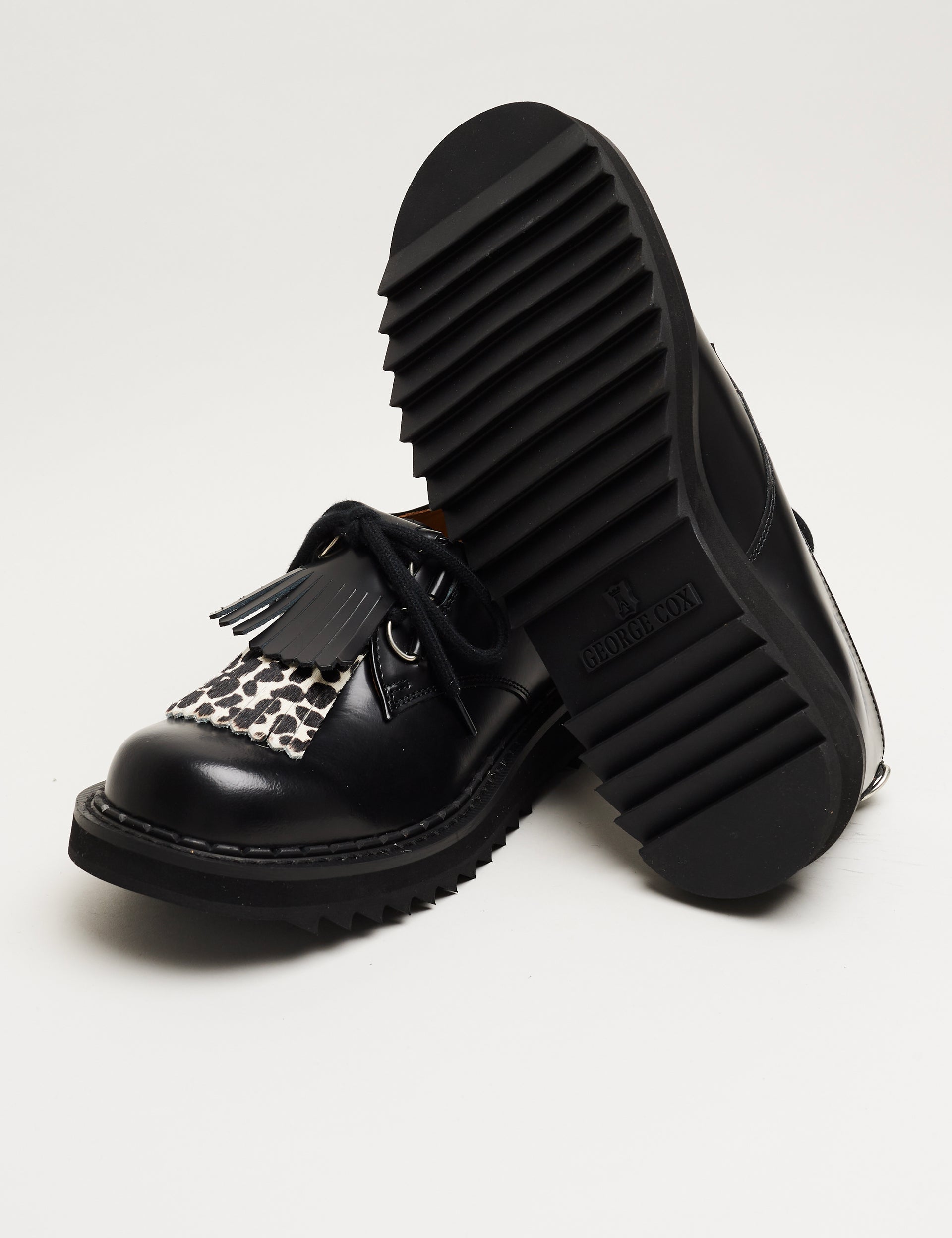 Ripple Fringe Bump Toe Derby Black/Leopard