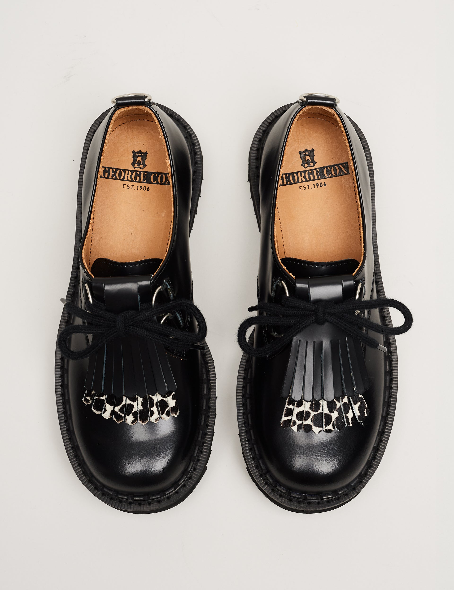 Ripple Fringe Bump Toe Derby Black/Leopard