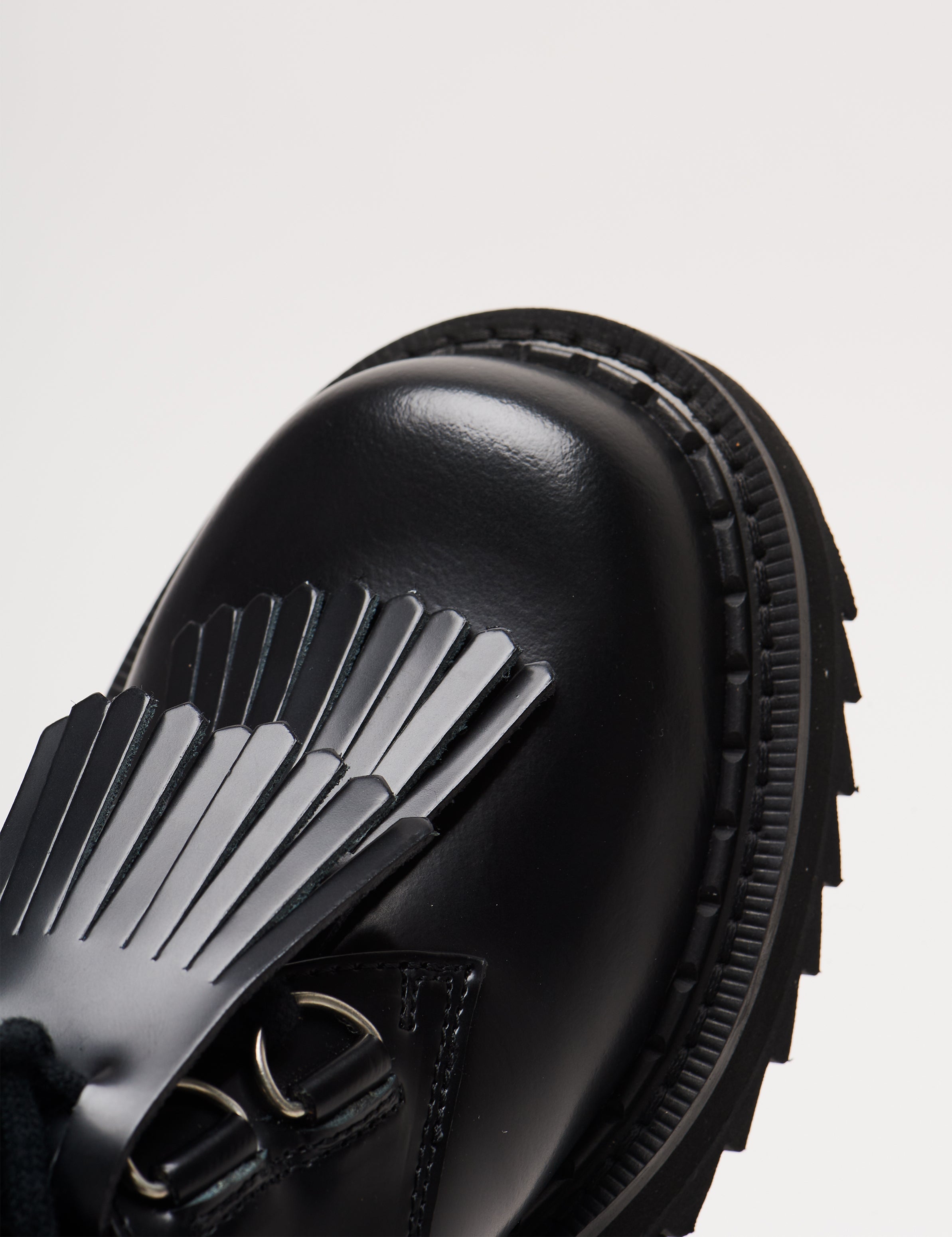 Ripple Fringe Bump-Toe Derby Black/Black – George Cox
