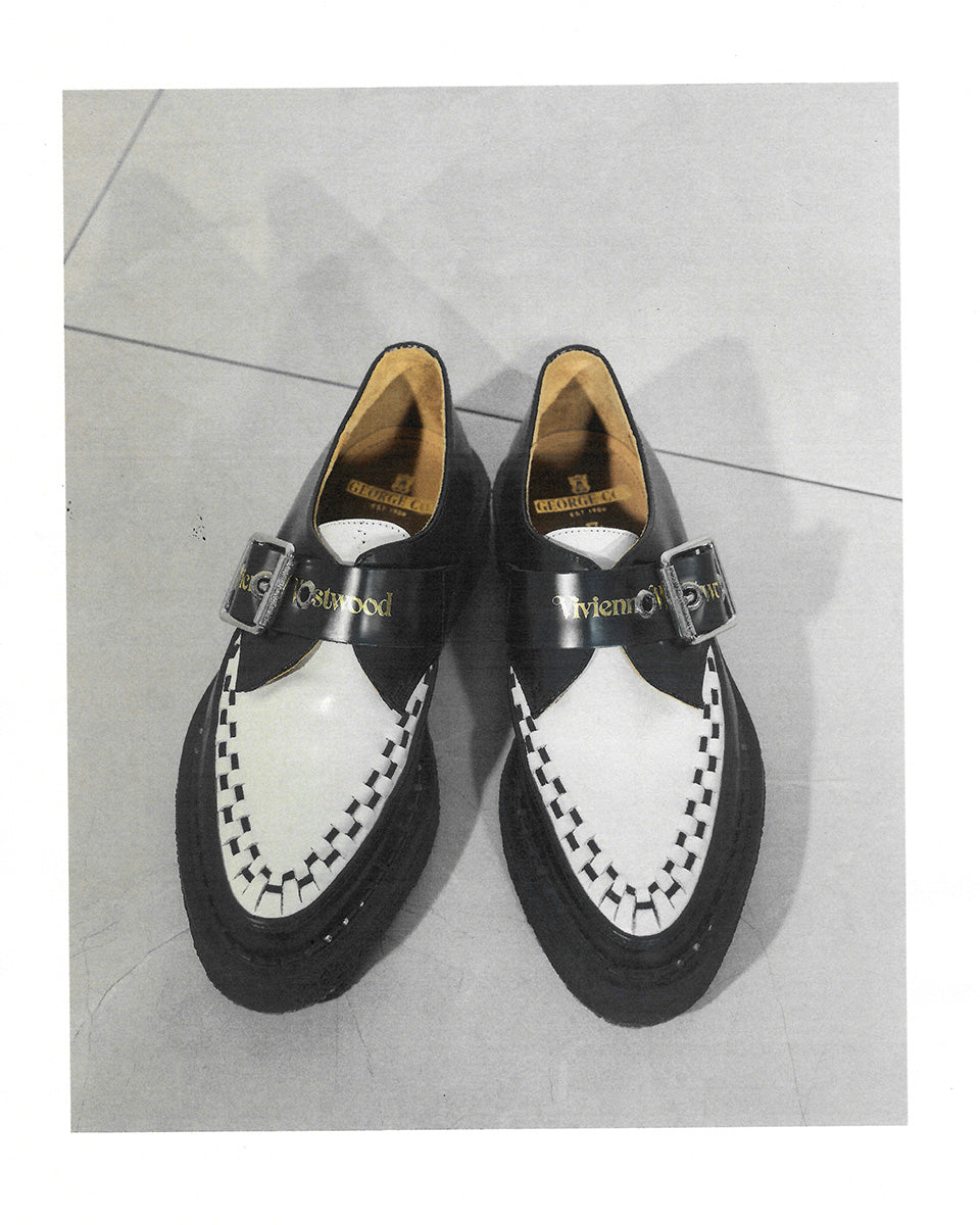<p>The Point Toe Monk, secured with a studded belt and buckle clasp, referencing the archival Vivienne Westwood Alex Belt.</p>